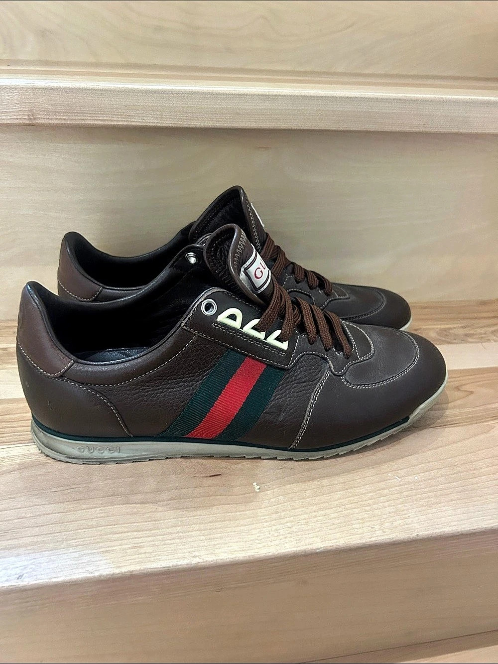 Gucci Vintage Brown & Green Color Block Sneakers Size 9.5US